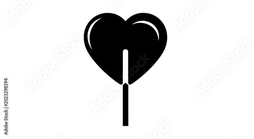 Schilderij op canvas Black Heart Lollipop Icon