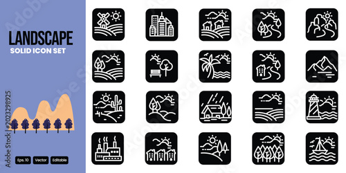 Bild auf Leinwand landscape related solid icon set vector design good for web and mobile app