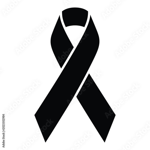 Bild auf Leinwand Black awareness ribbon symbol for support and solidarity one sentence icon