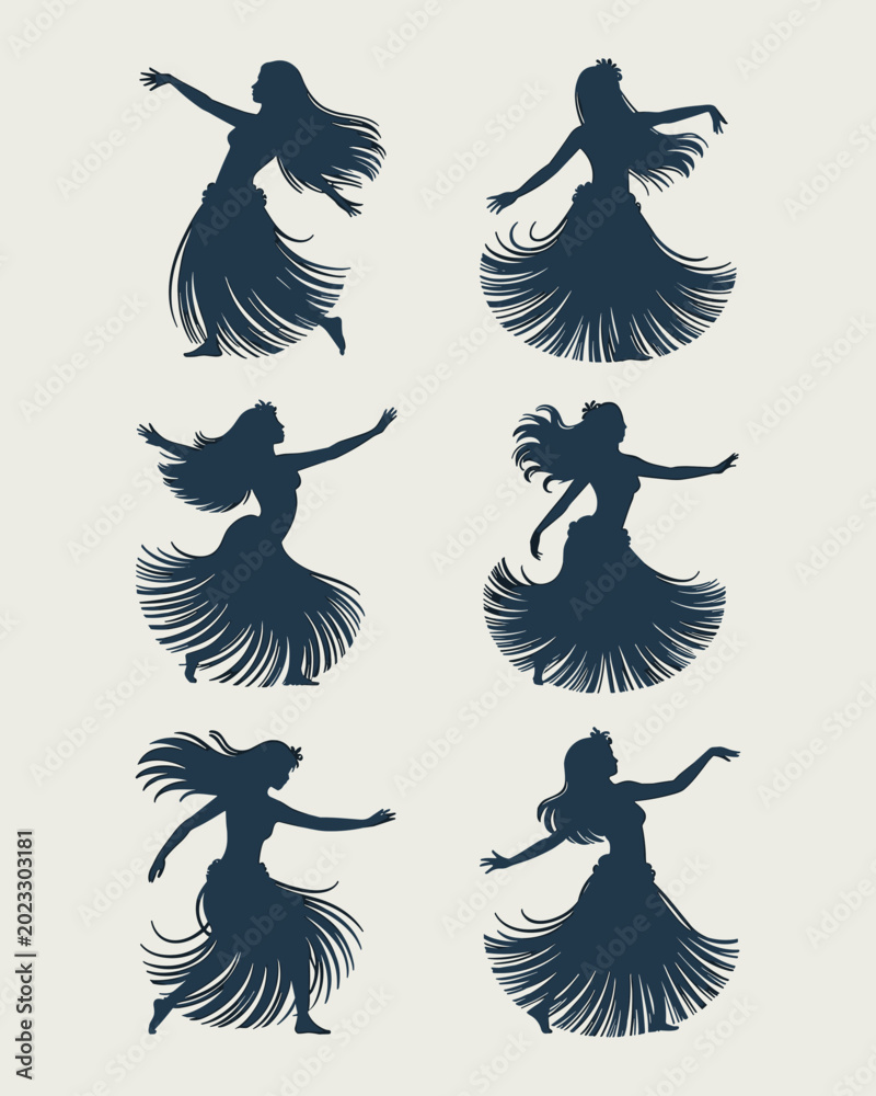 Fototapeta premium Elegant Tribal Belly Dance Silhouette Collection with Flowing Skirt Poses