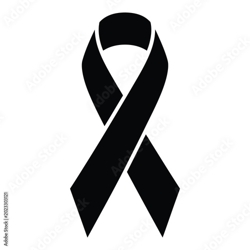 Canvastavla Black awareness ribbon symbol for support and solidarity one sentence icon