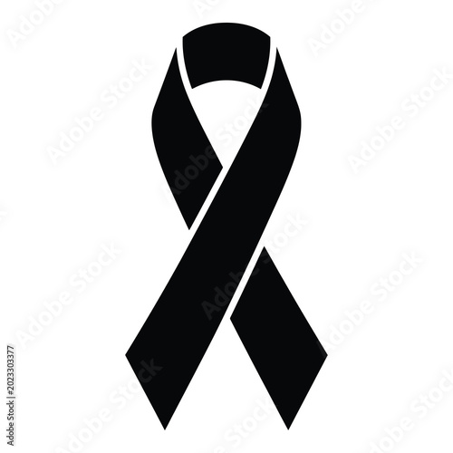 Tableau sur toile Black awareness ribbon symbol for support and solidarity one sentence icon