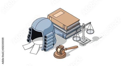 Schilderij op canvas Lawyer's Wig, Gavel, Books and Scales of Justice - Legal Concept