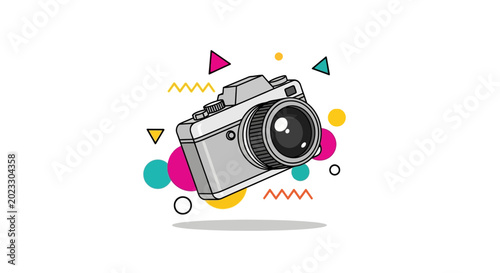 Retro Camera with Abstract Shapes