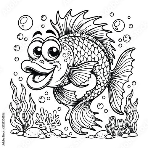 Canvas Print Goofy fish in an underwater wonderland