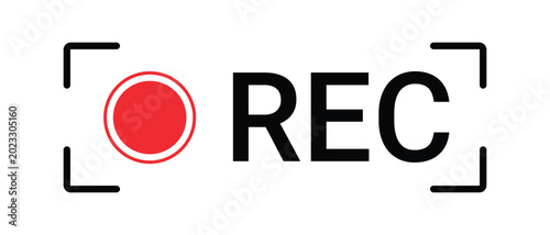Fotografi recording icon with red circle and black rec text on white background