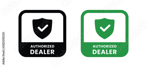Obraz na plátně authorized dealer badge with shield and checkmark two color variations on white