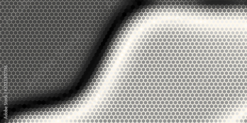 Foto background design with white, grey, and dark brown gradient hexagon pattern surface