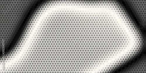 Konstfotografi background design with white, grey, and dark brown gradient hexagon pattern surface