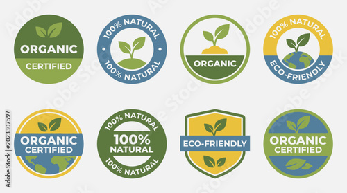 Принти на полотні Collection of eco friendly organic certification labels.