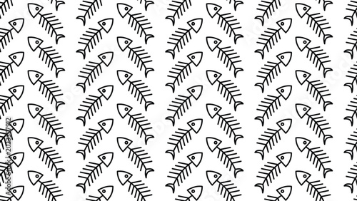Cuadro en lienzo Seamless pattern of fish bone