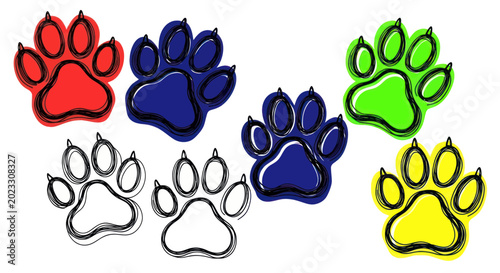 Foto Colorful Paw Prints
