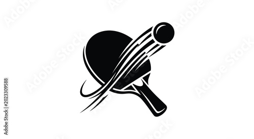 Photos Silhouette of a table tennis racket and ball in motion