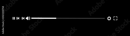 Media player template scroll bar button with audio reactor, Music timeline or video track player, Timeline bar moving as song media playing Animation- 4k black background icon animation
