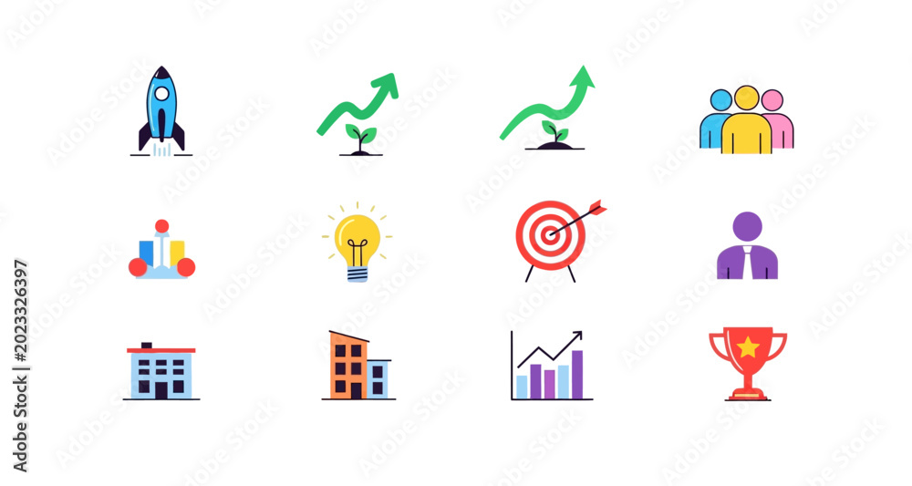 Fototapeta premium Business icons set silhouette on transparent background