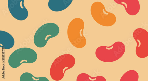 Colorful Jelly Beans Pattern on Beige Background