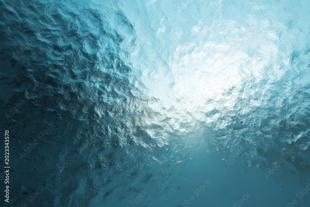 Obraz premium Abstract water texture with sunlight shining through rippling blue surface