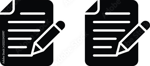 Photos Document write icon vector, document sign vector illustration with modern flat s
