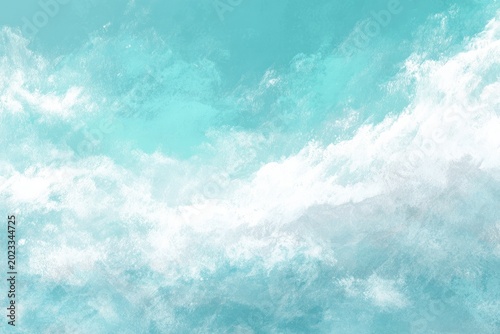 Ocean-inspired abstract art with soft turquoise and white brushstrokes