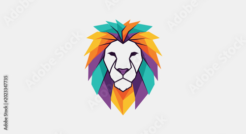 Фотография Colorful Geometric Lion Head Logo Design