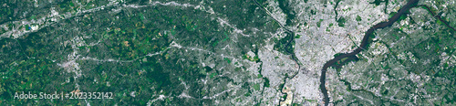 Foto Philadelphia Urban Area in the USA Viewed from Space – Delaware River, Cityscape