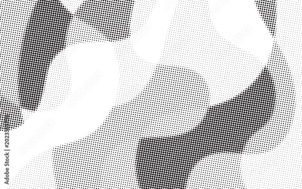 Fototapeta premium Abstract black and white halftone pattern background with irregular shapes