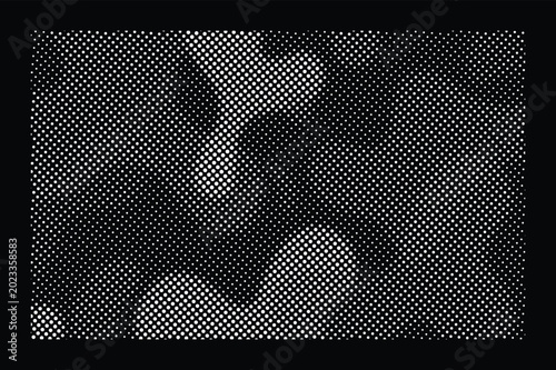 Abstract monochrome halftone dot pattern creating a textured and shaded visual effect