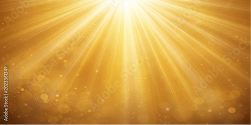 Tableau sur toile An abstract summer sky background featuring a bright golden sunburst illustratio