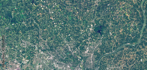Konstfotografi Cincinnati Metropolitan Area in the USA Viewed from Space – Ohio River, Urban La