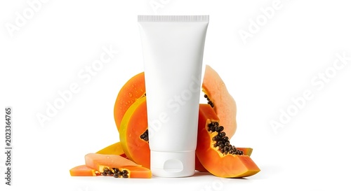 White Cosmetic Tube with Sliced Papaya