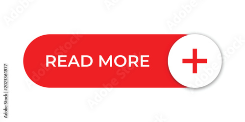 Read More CTA Button UI Design Red Pill Shape with Plus Icon Modern Web Interface Element