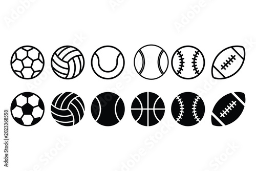American football sports balls icon set for team logos and jerseys design