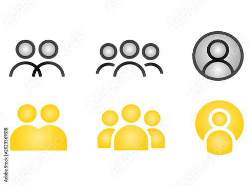 ユーザー、人々、アイコンセット。アバターのベクターイラストデザイン. Vector icons for business communication, teamwork, meetings, negotiation, social interaction and user interfaces