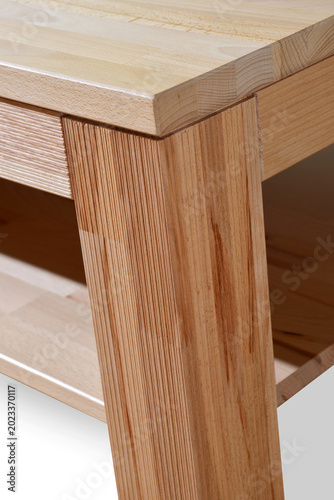 Close Up of Solid Wood Coffee Table Corner