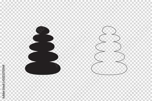 Canvas Print Stacked zen stones icon silhouette and outline vector illustration for balance a