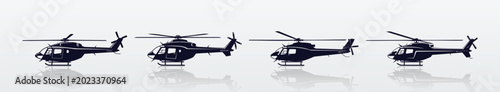 Fotografia Helicopter vector collection with detailed aircraft side views and clean flat style, isolated on transparent background, ideal for aviation graphics, transport concepts, and flight designs