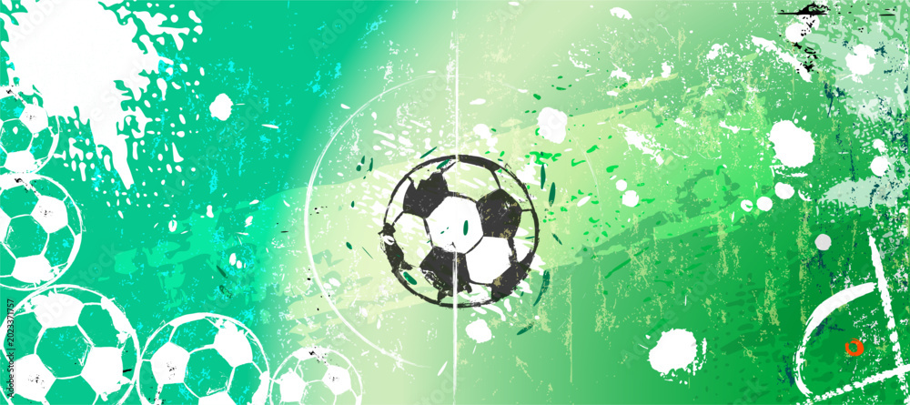 Naklejka premium abstact background with soccer ball, football, great soccer event, with paint strokes and splashes, grungy, free copy space
