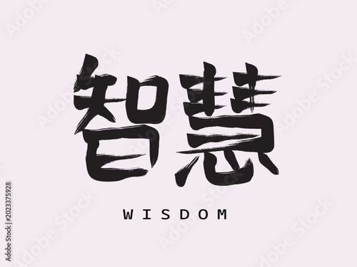 Wisdom Chinese Calligraphy Character Isolated on White Background