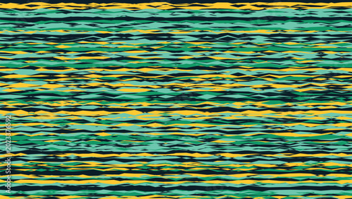 Tableau sur toile Seamless turquoise and yellow horizontal wave pattern with modern decorative rep