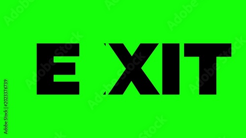 Exit sign icon animation design on green screen background 