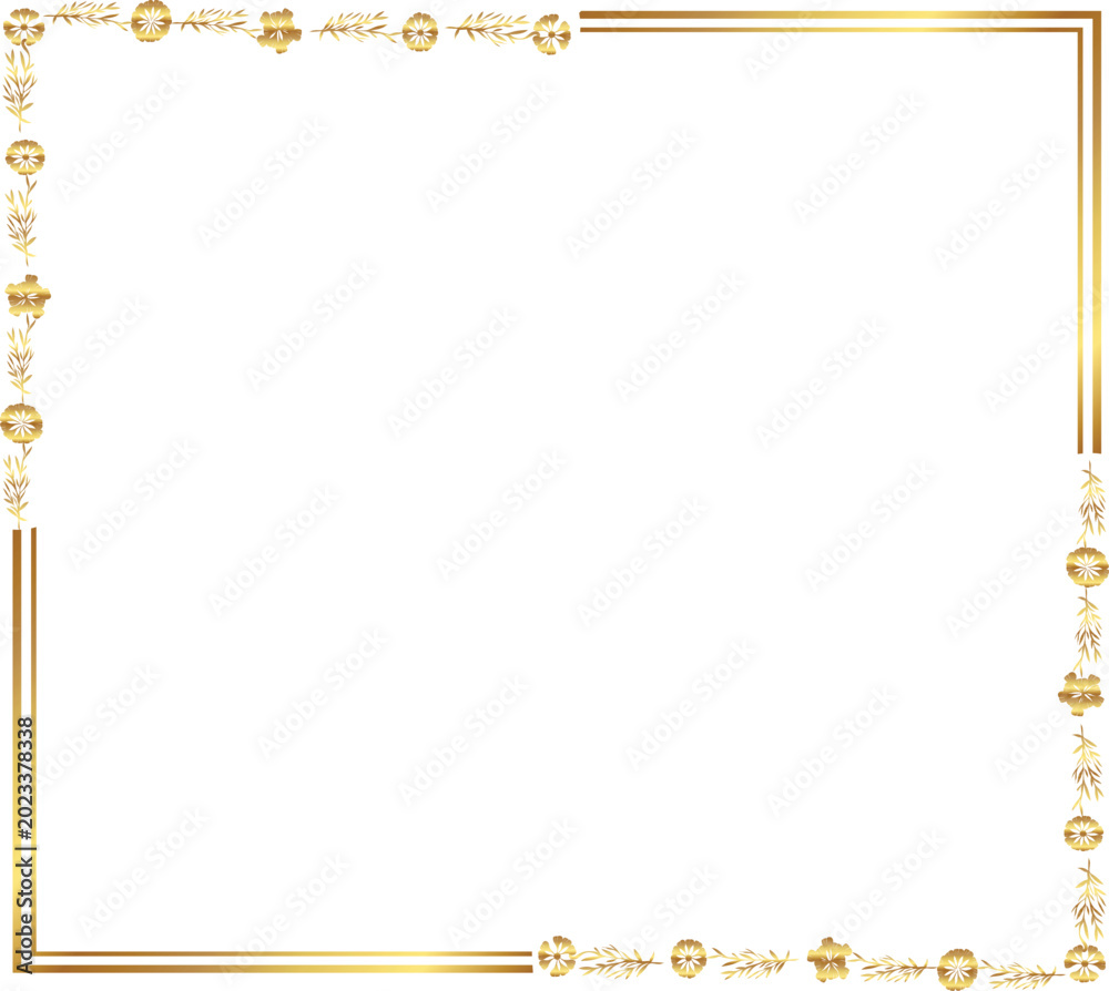 Obraz premium frame with leaves gold border Golden Border Warm Color Frame