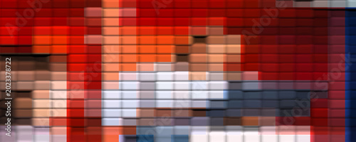 Red and Orange Abstract Pixel Mosaic Background with Soft Digital Blur, Modern Artistic Texture for Creative Graphic and Wallpaper Design