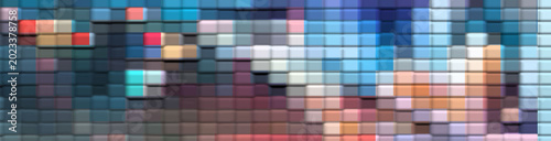 Abstract Urban Pixel Mosaic Background with Colorful Night Lights, Modern Digital City Texture for Creative Graphic Design