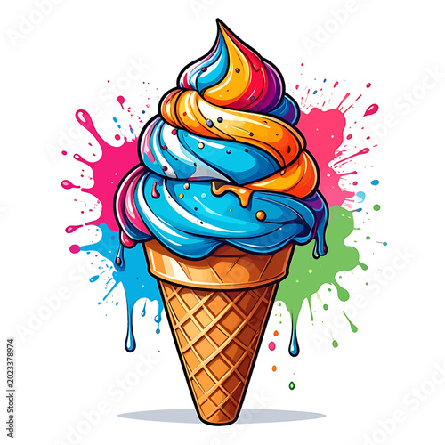 Colorful Ice Cream Cone Dessert Treat 26.