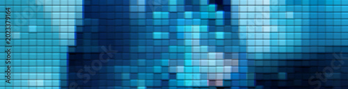 Dark Blue Abstract Pixel Mosaic Background with Glowing Digital Texture, Futuristic Technology Pattern for Creative Wallpaper Design