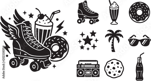 Retro Roller Skating Fun with Donuts and Drinks