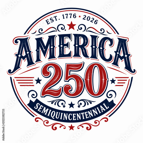 Bild auf Leinwand America 250 semiquincentennial vintage patriotic emblem