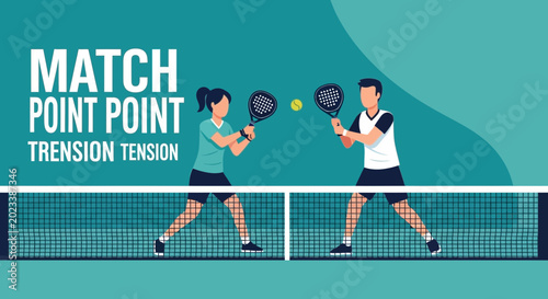 Dynamic Padel Game: Intense Match Featuring Two Players Engaged in Sport Competition Always