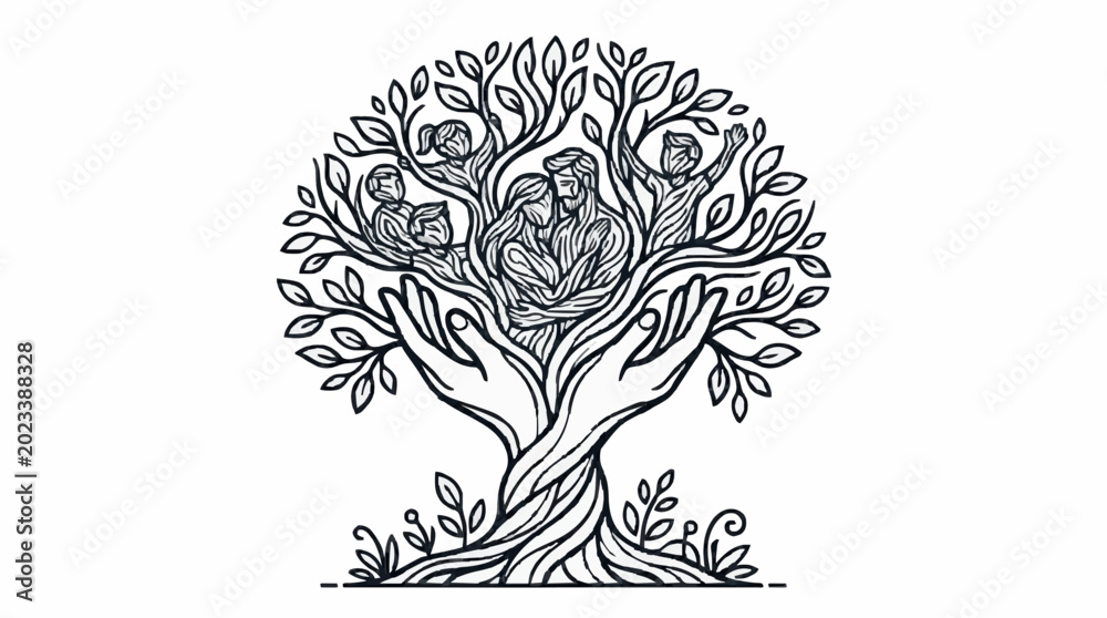 Fototapeta premium Global day of parents celebrating family tree with supportive hands