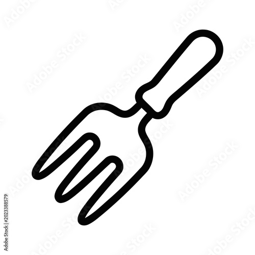 Bild auf Leinwand Simple Outline Handdrawn Garden Fork Tool Icon Symbol